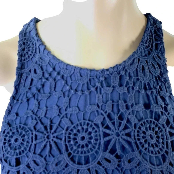 Hollister Crochet Halter Racerback Cut Out Mini Sheath Dress Women Size M Navy - Picture 8 of 16